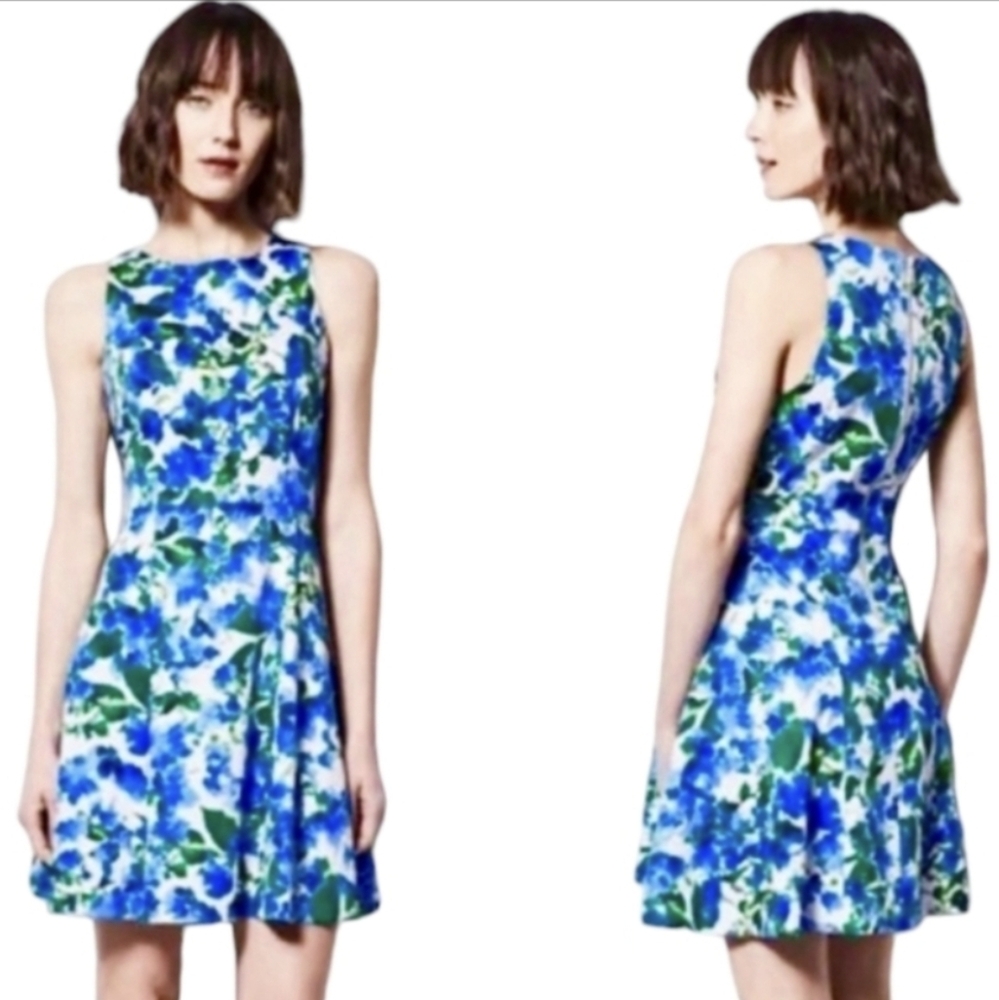 NWOT Milly Mini Dress Fit & Flare Skater Watercolor Floral Sleeveless Cottage 10